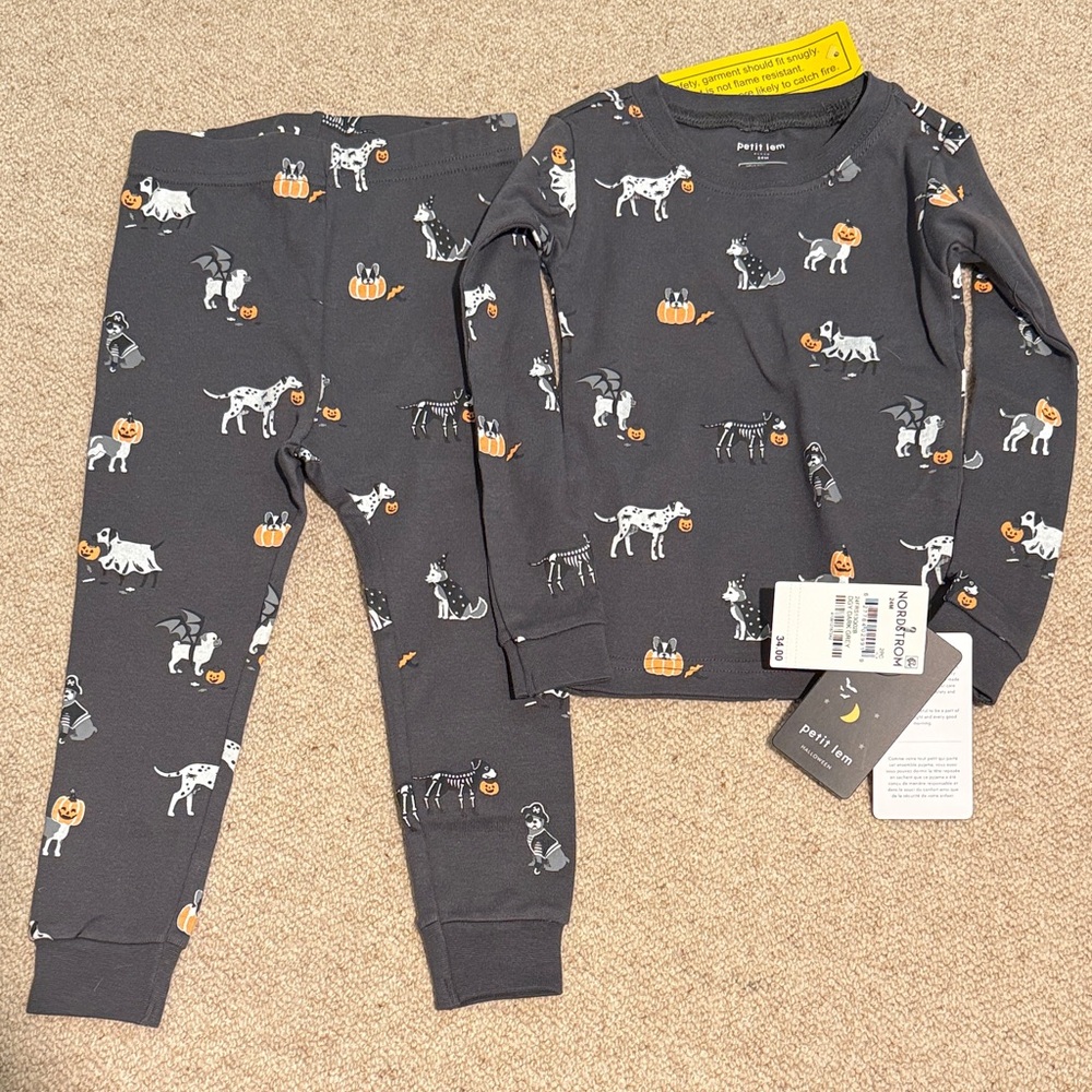petit lem Halloween Dog Print Pajama Set